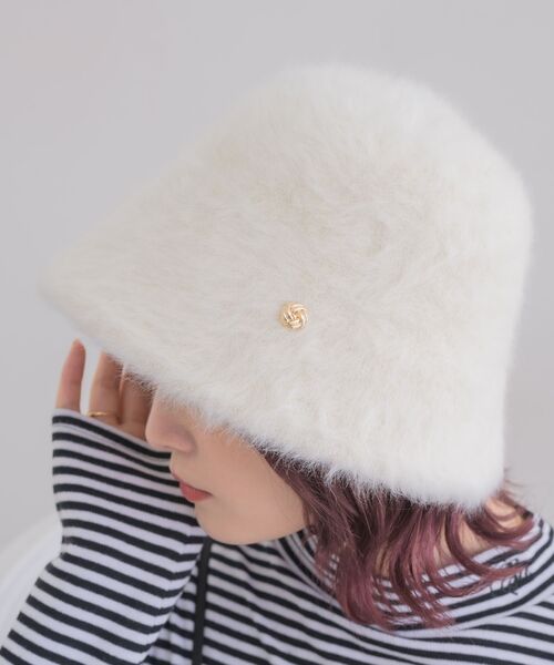 casita(RETRO GIRL)(カシータ)の「シャギーハット(ハット・レディース・ライトグレー/オフホワイト/ブラック・ONE SIZE)」の8枚目の写真