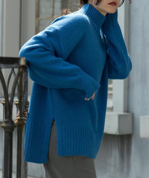 coen(コーエン)の「ハイネックワイドシルエットニット(WEB限定カラー)(ニット/セーター・レディース・ブラック/オフホワイト/コバルトブルー/レッド/モカ/グレー・M/L)」の5枚目の写真