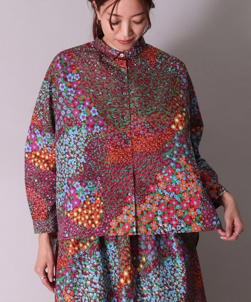 【セール】(BD)【ihana】フラワー ガーデン プリント ワイド シャツ ブラウス（シャツ/ブラウス）｜BARNDOOR（バーンドア）