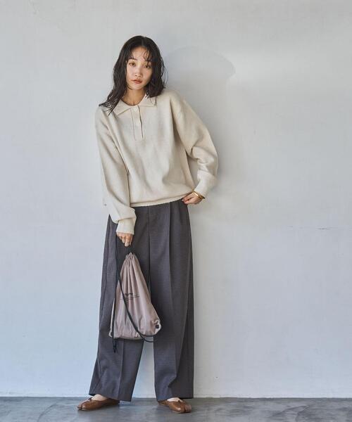 coen(コーエン)の「ポロニットプルオーバー(ニット/セーター・レディース・ダークグレー/クリーム/ブラック/オフホワイト・M/L)」の7枚目の写真