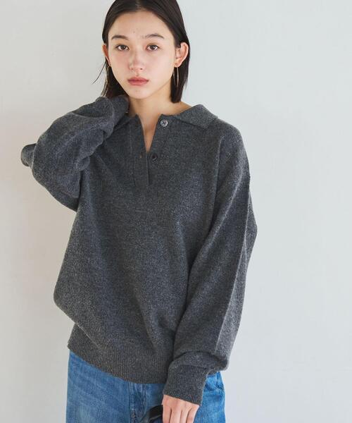 coen(コーエン)の「ポロニットプルオーバー(ニット/セーター・レディース・ダークグレー/クリーム/ブラック/オフホワイト・M/L)」の11枚目の写真