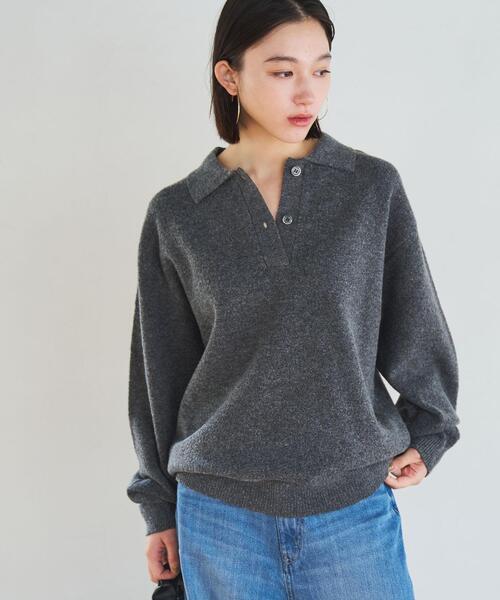 coen(コーエン)の「ポロニットプルオーバー(ニット/セーター・レディース・ダークグレー/クリーム/ブラック/オフホワイト・M/L)」の13枚目の写真