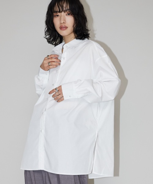 美品✳︎アンシェヌマン ロングドレスシャツ バックボタンブラウス オーバーサイズ 美品✳︎アンシェヌマン ロングドレスシャツ バックボタンブラ