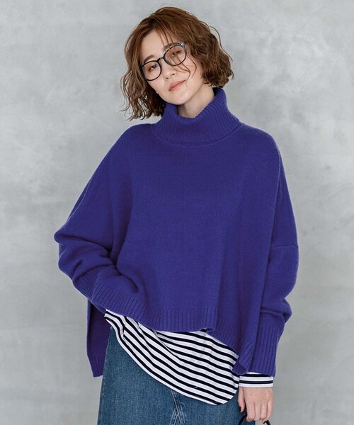 洗える】ウールカシミヤ ニットポンチョ 【公式通販】