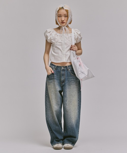 トップス 2way Eyelet Puff Sleeve Top FEKETE（フェケテ）の「2WAY PUFF SLEEVE BLOUSE / 2WAY