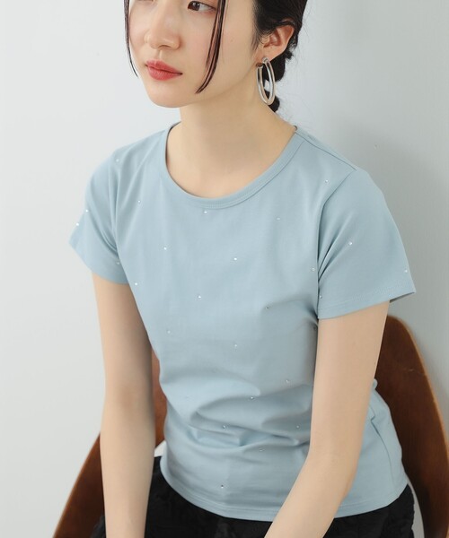 Ray BEAMS（レイビームス）の「Ray BEAMS / ライン ストーン ストレッチ Tシャツ（Tシャツ/カットソー・レディース・ホワイト/ブラック/ライトブルー・ONE SIZE）」の17枚目の写真