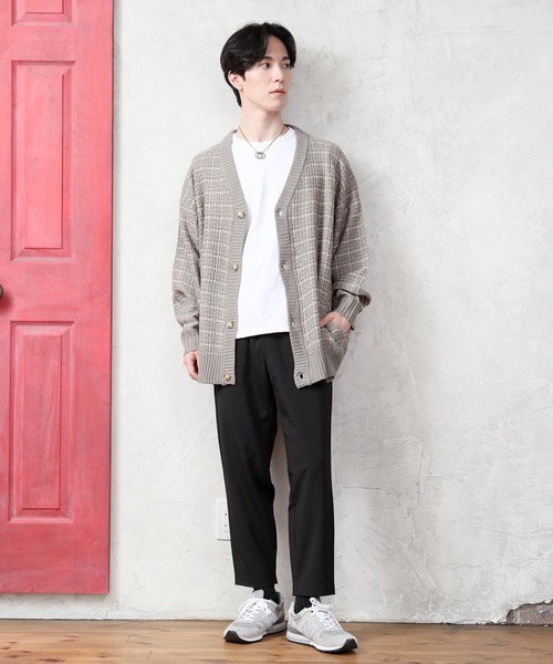 TopIsm（トップイズム）の「ルーズシルエット ツイード編み Vネックカーデ（ニット/セーター・メンズ・グリーン/ブラウン/グレイッシュベージュ/ブルー/ブラック・M/L）」の15枚目の写真