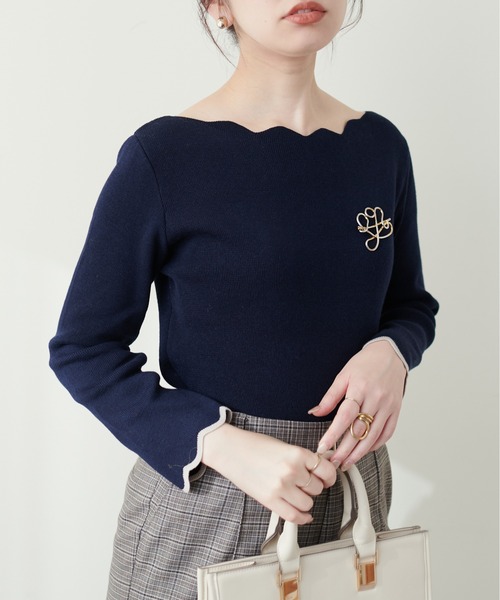 natural couture(ナチュラルクチュール)の「袖口配色スカラップニット(ニット/セーター・レディース・ピンク系その他/ライトベージュ/ブルー系その他/パープル系その他/オフホワイト/ネイビー・FREE)」の21枚目の写真