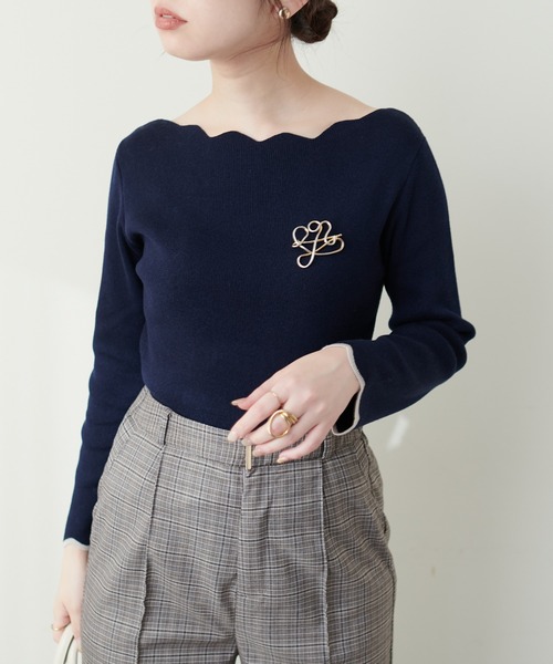 natural couture(ナチュラルクチュール)の「袖口配色スカラップニット(ニット/セーター・レディース・ピンク系その他/ライトベージュ/ブルー系その他/パープル系その他/オフホワイト/ネイビー・FREE)」の16枚目の写真