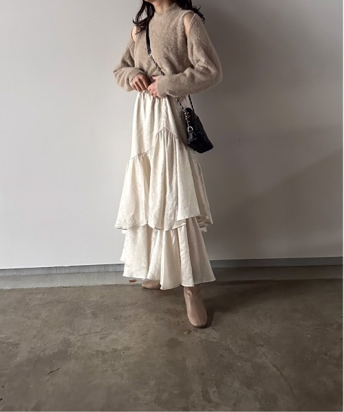 t a r o s u（タロス）の「2way shaggy knit/2ウェイシャギーニット（ニット/セーター・レディース・ベージュ/ブラック・FREE）」の12枚目の写真