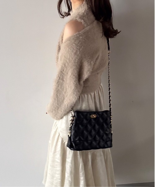 t a r o s u（タロス）の「2way shaggy knit/2ウェイシャギーニット（ニット/セーター・レディース・ベージュ/ブラック・FREE）」の6枚目の写真