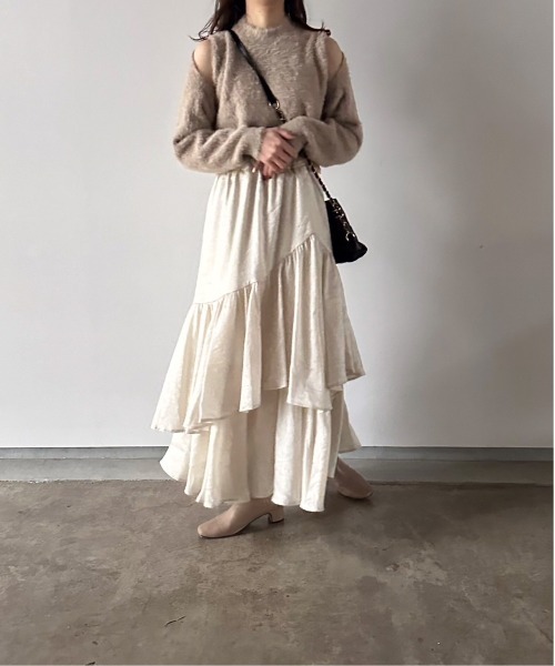 t a r o s u（タロス）の「2way shaggy knit/2ウェイシャギーニット（ニット/セーター・レディース・ベージュ/ブラック・FREE）」の11枚目の写真