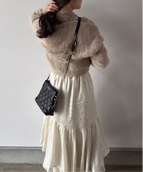 t a r o s u（タロス）の「2way shaggy knit/2ウェイシャギーニット（ニット/セーター・レディース・ベージュ/ブラック・FREE）」の7枚目の写真