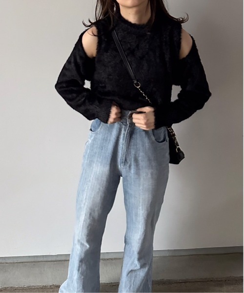 t a r o s u（タロス）の「2way shaggy knit/2ウェイシャギーニット（ニット/セーター・レディース・ベージュ/ブラック・FREE）」の14枚目の写真