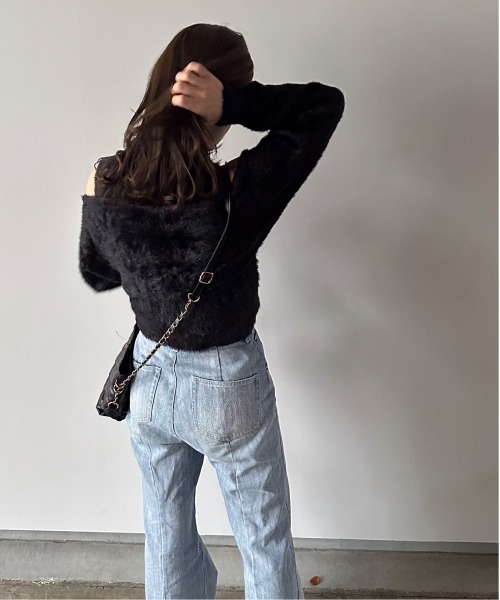 t a r o s u（タロス）の「2way shaggy knit/2ウェイシャギーニット（ニット/セーター・レディース・ベージュ/ブラック・FREE）」の16枚目の写真