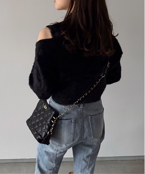 t a r o s u（タロス）の「2way shaggy knit/2ウェイシャギーニット（ニット/セーター・レディース・ベージュ/ブラック・FREE）」の15枚目の写真