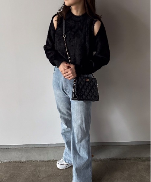 t a r o s u（タロス）の「2way shaggy knit/2ウェイシャギーニット（ニット/セーター・レディース・ベージュ/ブラック・FREE）」の18枚目の写真