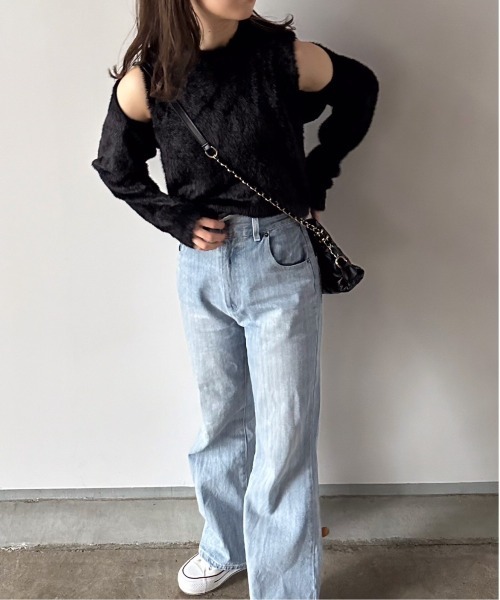 t a r o s u（タロス）の「2way shaggy knit/2ウェイシャギーニット（ニット/セーター・レディース・ベージュ/ブラック・FREE）」の19枚目の写真