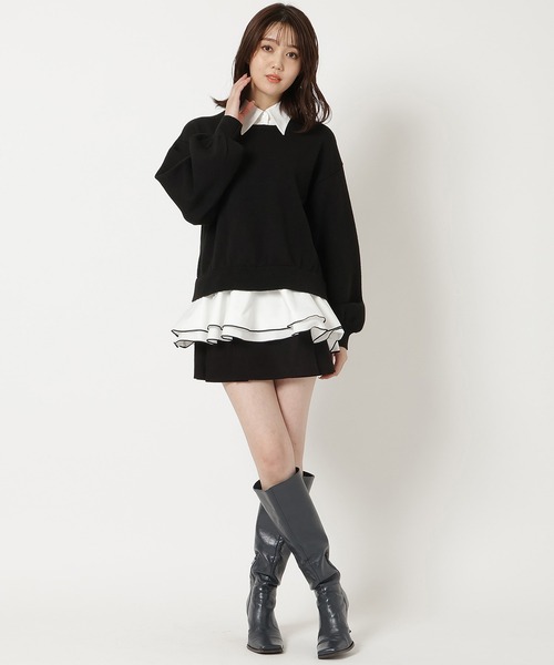 REDYAZEL（レディアゼル）の「フリルドッキングニットトップス（ニット/セーター・レディース・グレー/ボルドー/ブラック・FREE）」の16枚目の写真