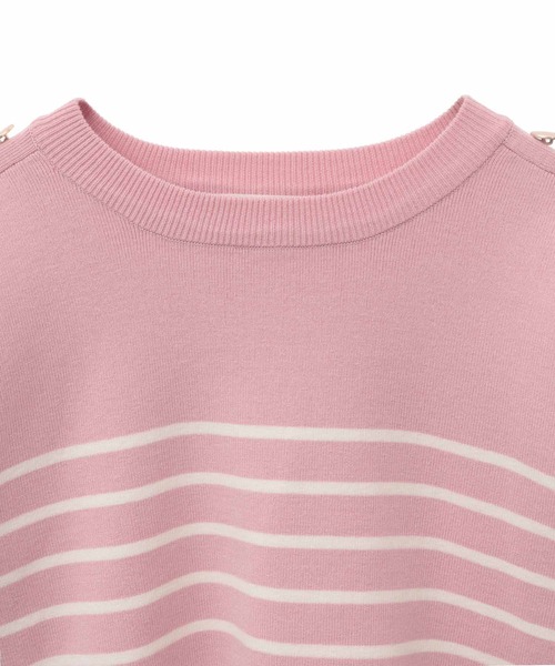 31 Sons de mode（トランテアン　ソン　ドゥ　モード）の「スリットスリーブボーダーニット（ニット/セーター・レディース・ピンク/イエロー/オフホワイト・36）」の7枚目の写真