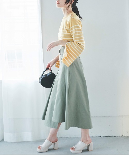 31 Sons de mode（トランテアン　ソン　ドゥ　モード）の「スリットスリーブボーダーニット（ニット/セーター・レディース・ピンク/イエロー/オフホワイト・36）」の19枚目の写真