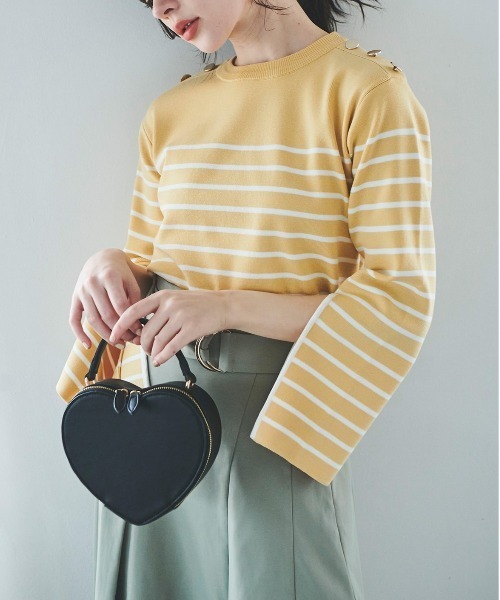 31 Sons de mode（トランテアン　ソン　ドゥ　モード）の「スリットスリーブボーダーニット（ニット/セーター・レディース・ピンク/イエロー/オフホワイト・36）」の14枚目の写真