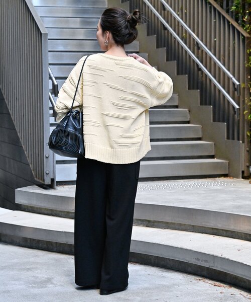 B.C STOCK(ベーセーストック)の「リンクス編みカーディガン(カーディガン/ボレロ・レディース・オレンジ/アイボリー/ネイビー・FREE)」の14枚目の写真