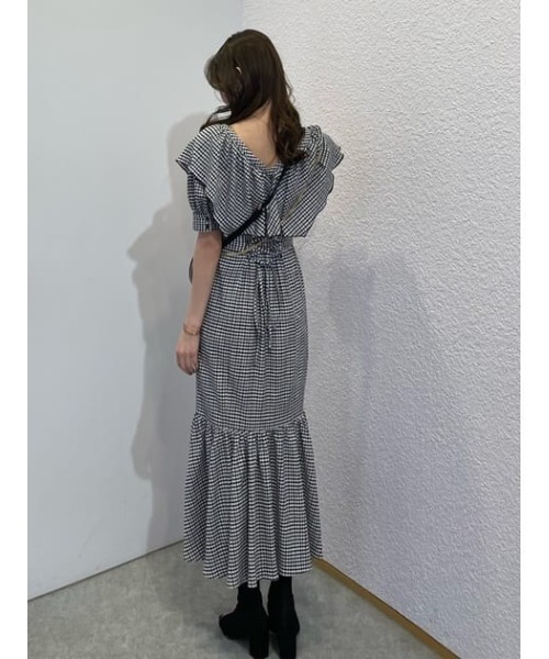 rienda（リエンダ）の「ビッグカラーマーメイドワンピース（ワンピース・レディース・マルチ・MEDIUM/SMALL）」の19枚目の写真