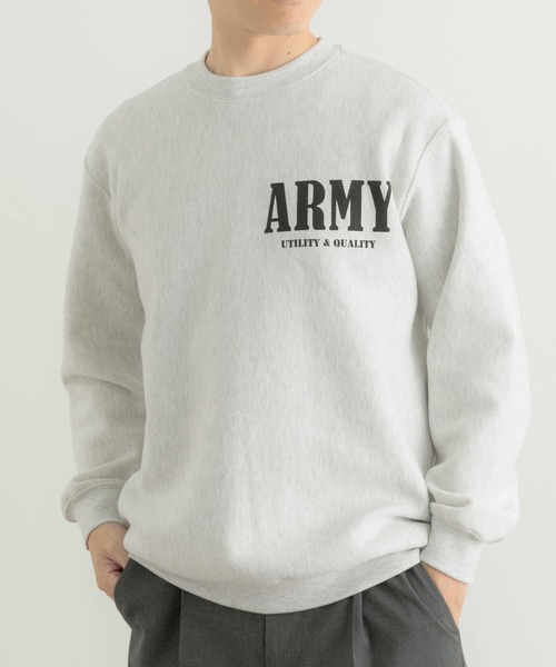 ITEMS URBANRESEARCH（アイテムズ アーバンリサーチ）の「ARMY Logo スウェットプルオーバー（スウェット・メンズ・カーキ/オートミール・MEDIUM/LARGE）」の5枚目の写真