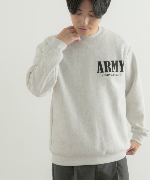 ITEMS URBANRESEARCH（アイテムズ アーバンリサーチ）の「ARMY Logo スウェットプルオーバー（スウェット・メンズ・カーキ/オートミール・MEDIUM/LARGE）」の6枚目の写真