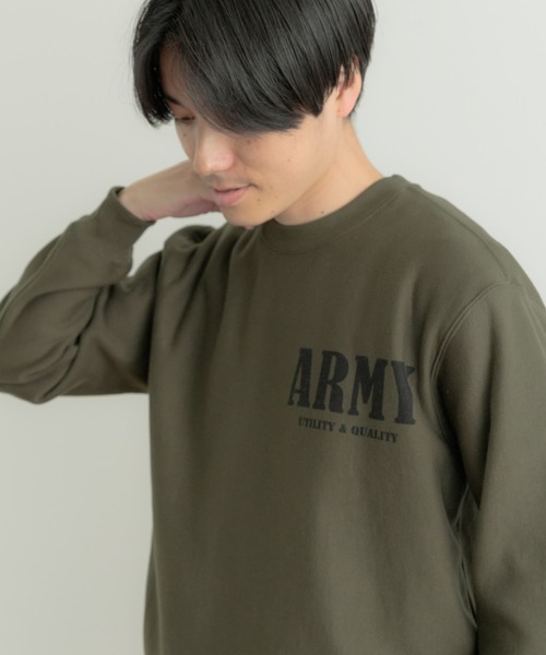 ITEMS URBANRESEARCH（アイテムズ アーバンリサーチ）の「ARMY Logo スウェットプルオーバー（スウェット・メンズ・カーキ/オートミール・MEDIUM/LARGE）」の10枚目の写真