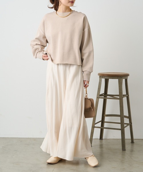 PUAL CE CIN（ピュアルセシン）の「シンプル裏毛スウェットショートプルオーバー（スウェット・レディース・ベージュ/オートミール/オレンジ/グレー/ブルー・FREE）」の18枚目の写真