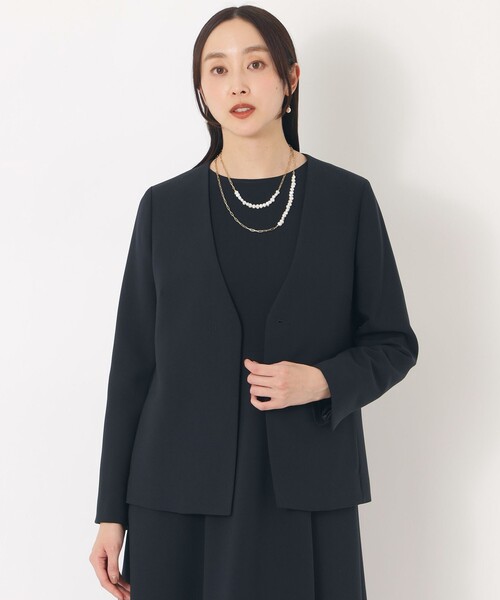 未使用■23区■サイズ46■ウォッシャブル製品　ノーカラージャケット■ネイビー 23区 ジャケット ノーカラージャケット 「セットアップ対応