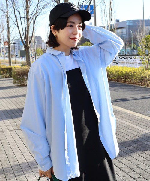 AMERICAN HOLIC（アメリカンホリック）の「【WEB限定】Daily!　イージーケアシャツ（シャツ/ブラウス・レディース・オフホワイト/ブルー系その他7/グリーン系その他3/サックスブルー/ブルー系その他4・M/L）」の4枚目の写真