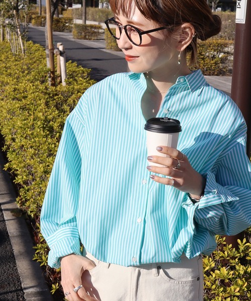 AMERICAN HOLIC(アメリカンホリック)の「【WEB限定】Daily! イージーケアシャツ(シャツ/ブラウス・レディース・オフホワイト/ブルー系その他7/グリーン系その他3/サックスブルー/ブルー系その他4・M/L)」の3枚目の写真