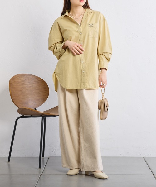 PUAL CE CIN（ピュアルセシン）の「タイプライターワンポイントロゴ刺繍ブラウス（シャツ/ブラウス・レディース・ピンク/ブルー/オフホワイト/イエロー・FREE）」の16枚目の写真