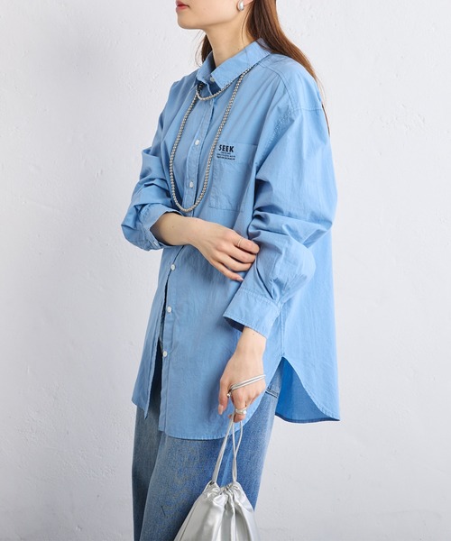 PUAL CE CIN（ピュアルセシン）の「タイプライターワンポイントロゴ刺繍ブラウス（シャツ/ブラウス・レディース・ピンク/ブルー/オフホワイト/イエロー・FREE）」の21枚目の写真