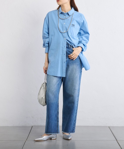 PUAL CE CIN（ピュアルセシン）の「タイプライターワンポイントロゴ刺繍ブラウス（シャツ/ブラウス・レディース・ピンク/ブルー/オフホワイト/イエロー・FREE）」の12枚目の写真