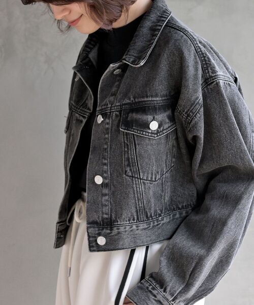 rps(アールピーエス)の「ショートGジャン(デニムジャケット・レディース・ブルー/サックスブルー/アイボリー/ブラック・フリー)」の7枚目の写真