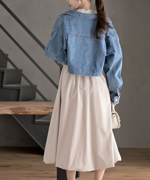 rps(アールピーエス)の「ショートGジャン(デニムジャケット・レディース・ブルー/サックスブルー/アイボリー/ブラック・フリー)」の12枚目の写真