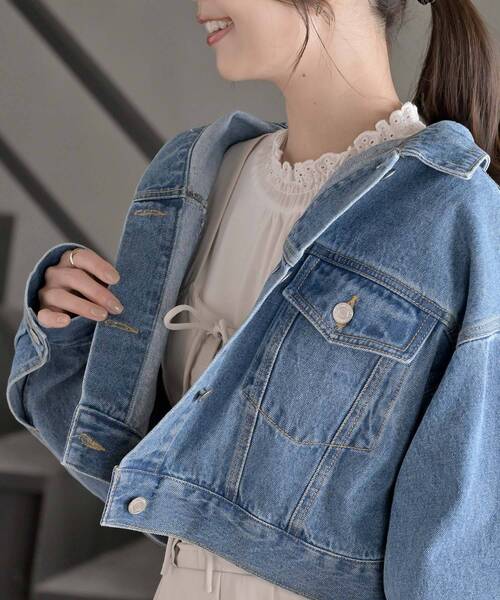 rps(アールピーエス)の「ショートGジャン(デニムジャケット・レディース・ブルー/サックスブルー/アイボリー/ブラック・フリー)」の15枚目の写真