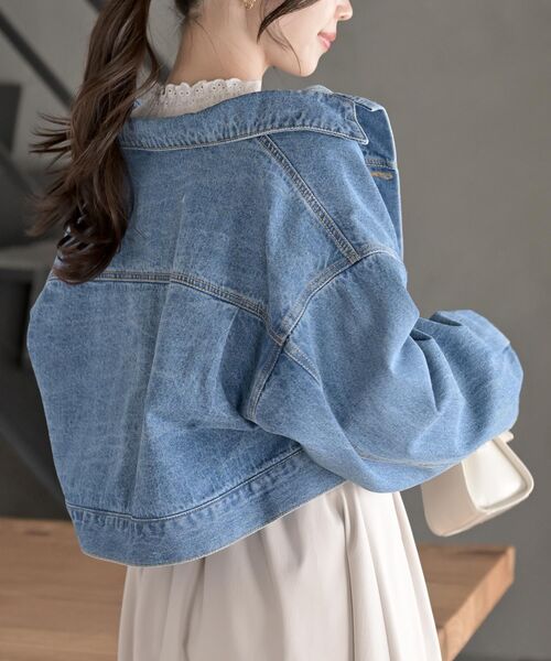 rps(アールピーエス)の「ショートGジャン(デニムジャケット・レディース・ブルー/サックスブルー/アイボリー/ブラック・フリー)」の16枚目の写真