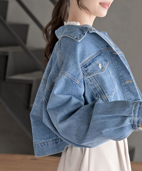 rps(アールピーエス)の「ショートGジャン(デニムジャケット・レディース・ブルー/サックスブルー/アイボリー/ブラック・フリー)」の17枚目の写真