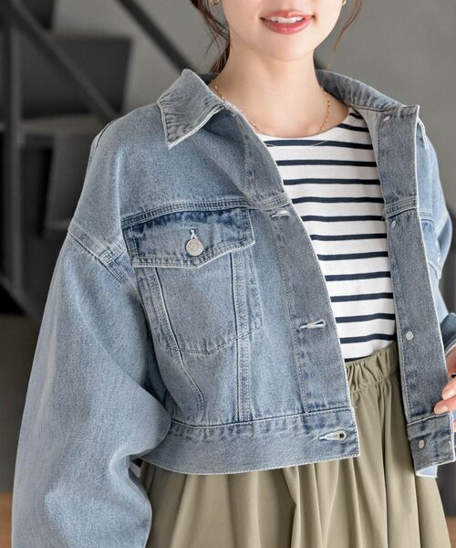 rps(アールピーエス)の「ショートGジャン(デニムジャケット・レディース・ブルー/サックスブルー/アイボリー/ブラック・フリー)」の22枚目の写真