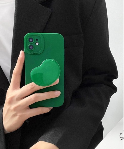 セール】TPU グリーン アブストラクト グリップ iPhoneケース