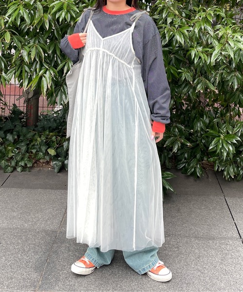 kutir（クティール）の「リボンチュールキャミワンピース（ワンピース・レディース・アイボリー/ブラック/チャコールグレー・FREE）」の4枚目の写真