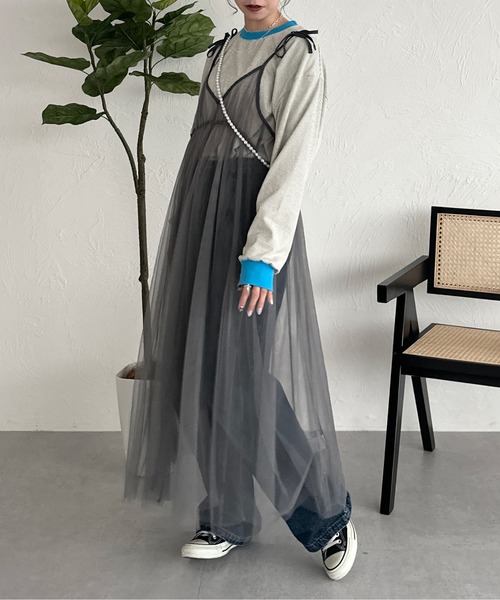 kutir（クティール）の「リボンチュールキャミワンピース（ワンピース・レディース・アイボリー/ブラック/チャコールグレー・FREE）」の13枚目の写真