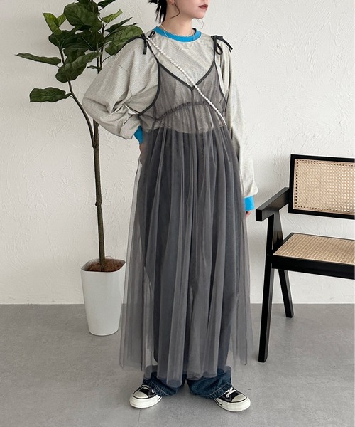 kutir（クティール）の「リボンチュールキャミワンピース（ワンピース・レディース・アイボリー/ブラック/チャコールグレー・FREE）」の12枚目の写真