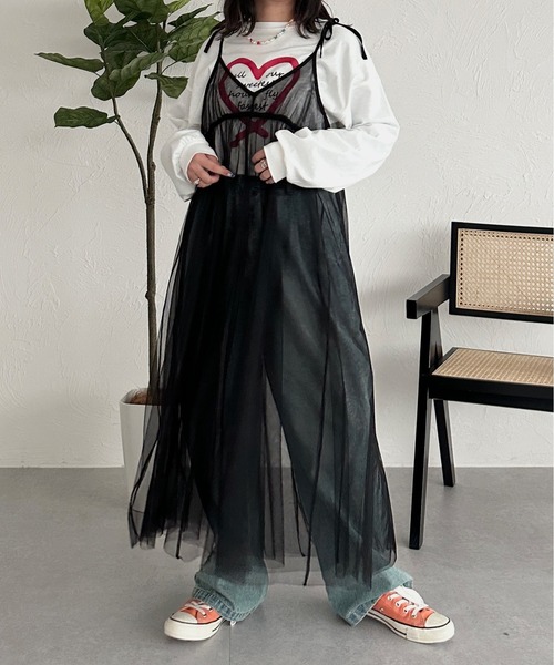 kutir（クティール）の「リボンチュールキャミワンピース（ワンピース・レディース・アイボリー/ブラック/チャコールグレー・FREE）」の10枚目の写真