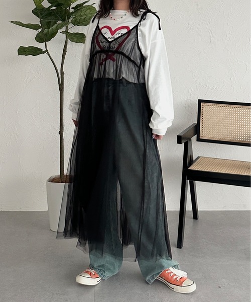 kutir（クティール）の「リボンチュールキャミワンピース（ワンピース・レディース・アイボリー/ブラック/チャコールグレー・FREE）」の9枚目の写真